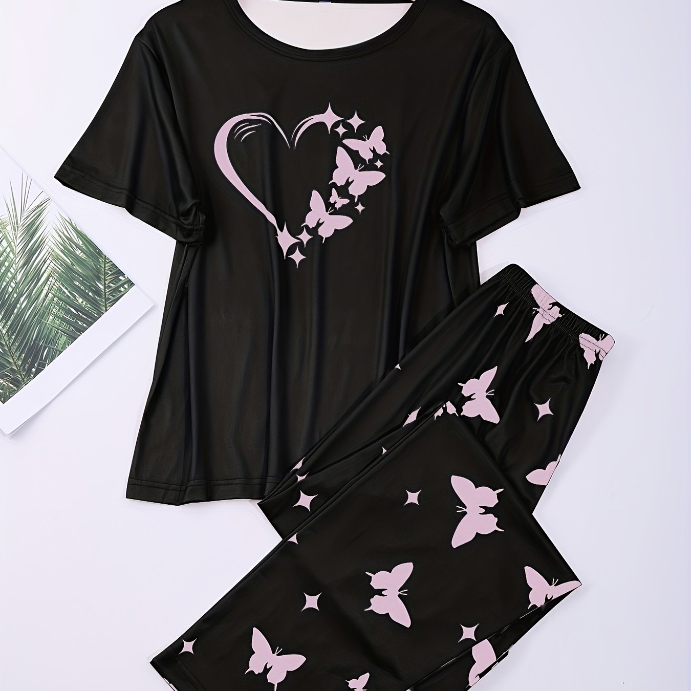 Butterfly Heart Print Pajama Set