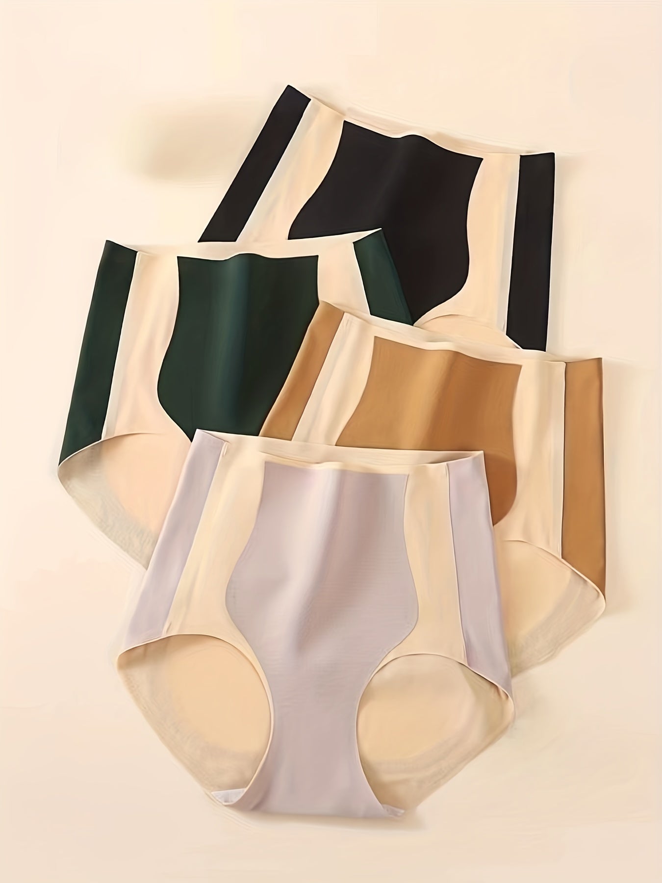 4pcs High Rise Seamless Briefs Colorblock Panties Women's Lingerie