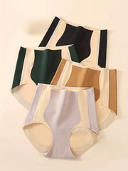4pcs High Rise Seamless Briefs Colorblock Panties Women's Lingerie