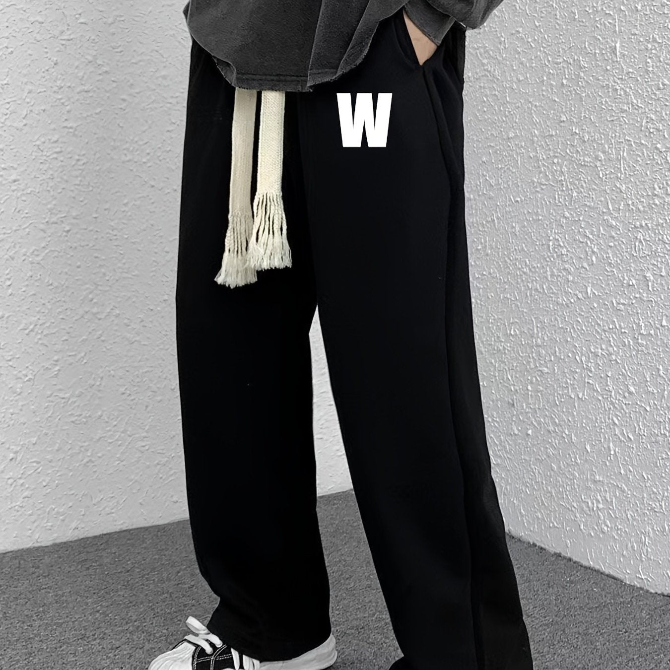 Men's Loose Fit Letter W Drawstring Pants Spring/Fall
