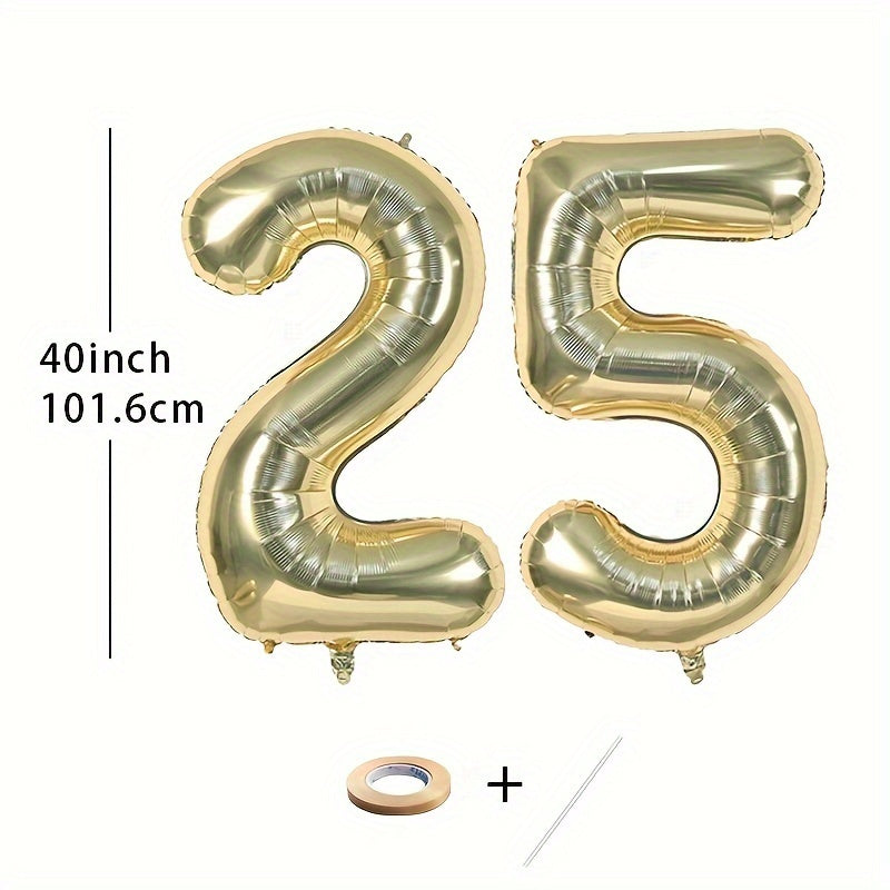2pcs Golden Number Balloons 101 6 Cm Light Golden Aluminum Foil