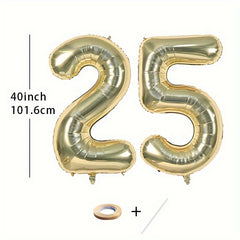 2pcs Golden Number Balloons 101 6 Cm Light Golden Aluminum Foil