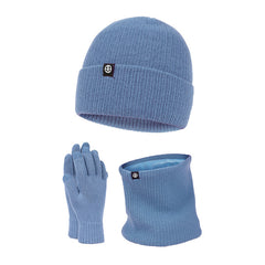 Woolen Hat Bib Gloves Three piece Set Thickened Knitted Hat
