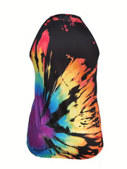 Tie Dye Cut Out Stretch Tank Top