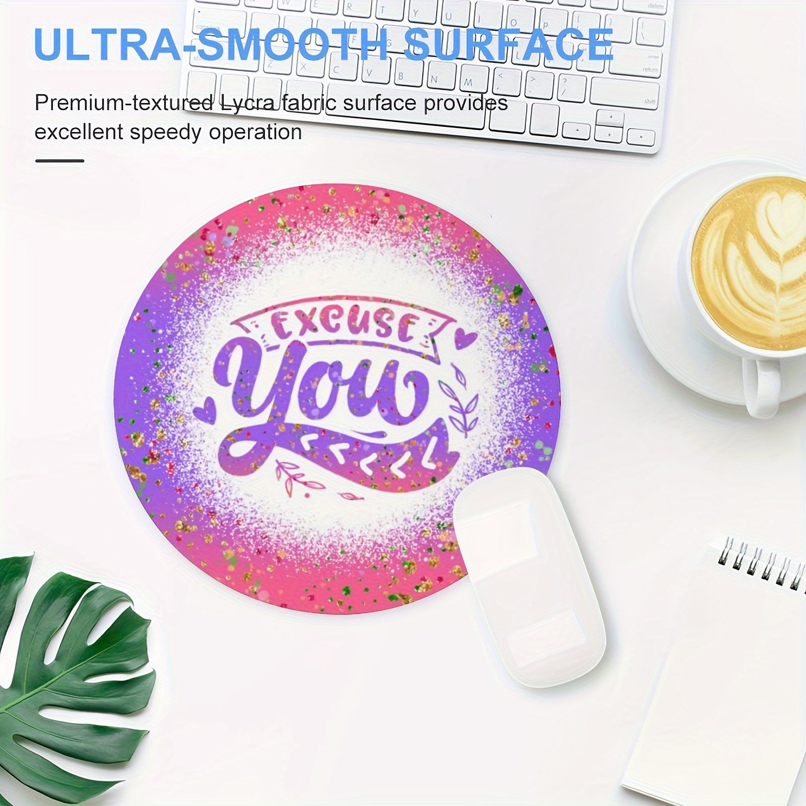 Round Mouse Pad with Non Slip Rubber Base Small Size 7.87 X 7.87 X 0.1inch