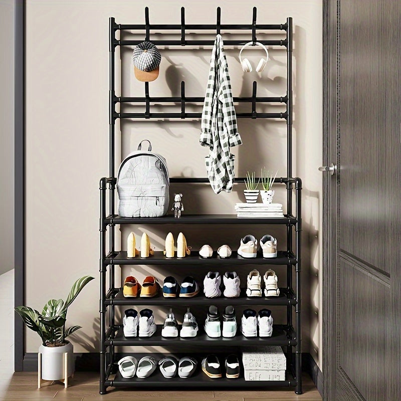 Floor To Floor Clothes And Hat Rack Shoe Rack Integrated Combination