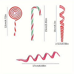 12pcs Christmas Crutch Tree Hanging Decoration Wavy Candy Toy Bundle
