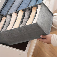 1 Pc Gray Clothes Storage Box Organizer With Grids Wardrobe Container