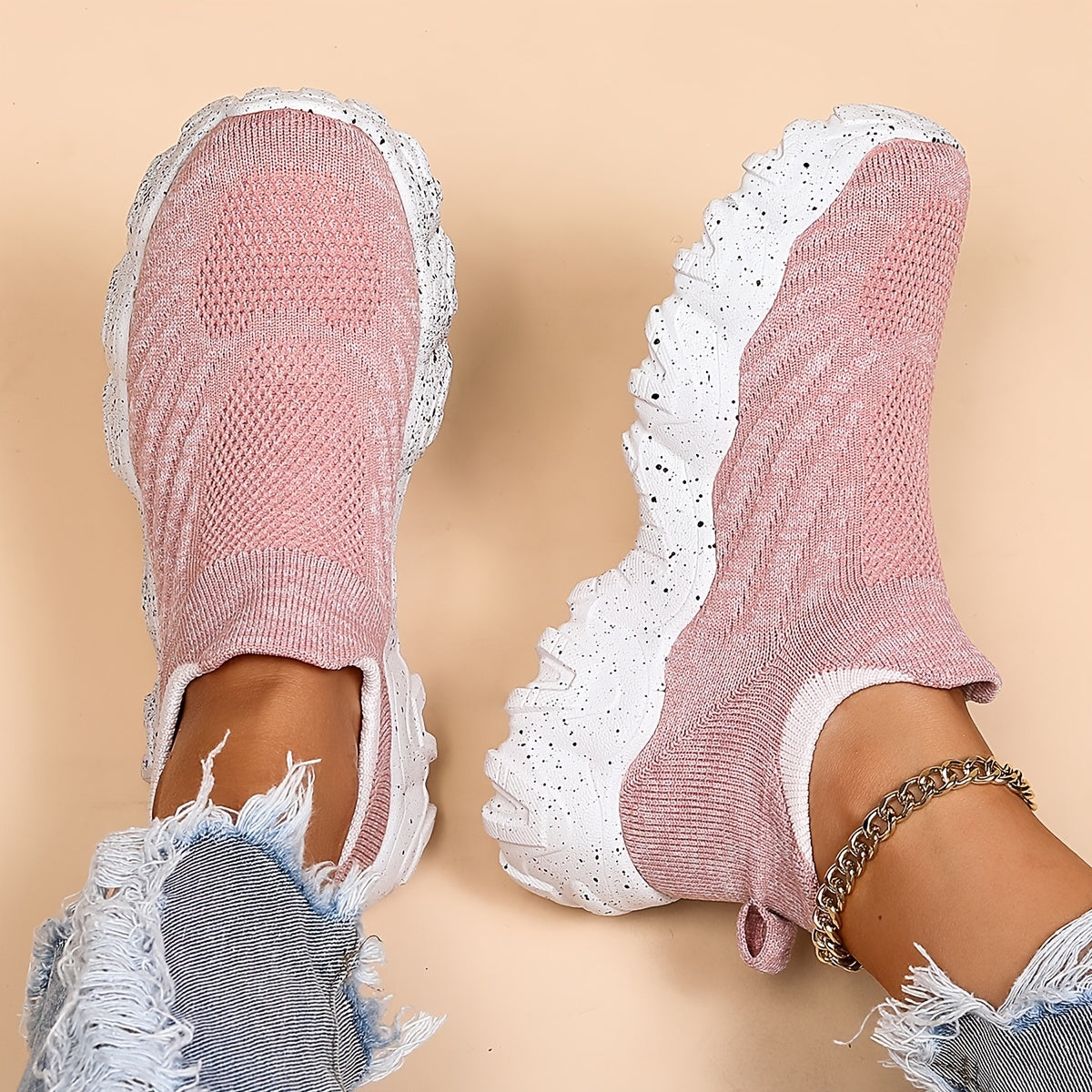 Women's Knitted Running Shoes Lightweight Slip On Sports Shoes
