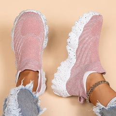 Women's Knitted Running Shoes Lightweight Slip On Sports Shoes
