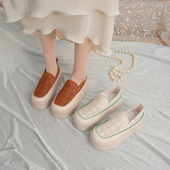 Women's Platform Loafers Hollow Out Breathable Slip On Shoes