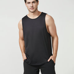 Men's Solid Tank Top Quick Dry Stretch Crew Neck Sleeveless Shirt