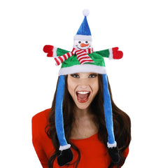 Santa & Snowman Movable Christmas Hat - Fun Holiday Costume Prop