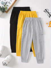 Boys Cargo Pants Elastic Waist Jogger with Pocket