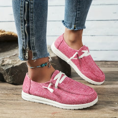Women's Lace Up Flat Loafers Lightweight Anti-skid Canvas Shoes