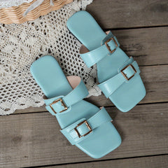 Women's Adjustable Strap Slide Sandals Casual Shoes Faux Leather