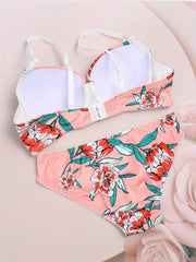 Floral Print Push Up Bra & Bikini Panties Set