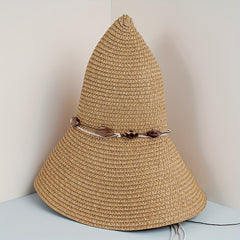 Wide Brim Summer Sun Hat Casual Straw Hat Outdoor Travel Beach Hat