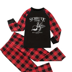 Colorblock Gingham Pajama Set Long Sleeve Tee & Pants