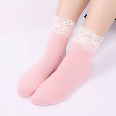 Lace Trim Socks Mid Tube Women's Stockings Hosiery