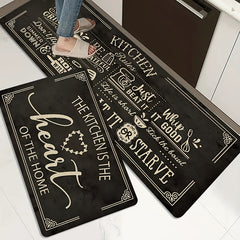 Letter Print Kitchen Mat Runner Rug Stain Resistant Washable Doormat