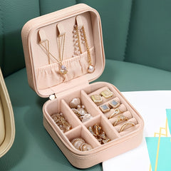 Portable Jewelry Box PU Leather Ring and Earring Storage Container
