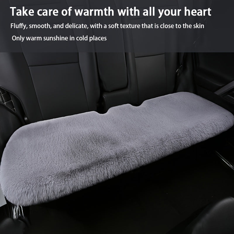 3pcs Grey Plush Car Cushion Winter Supplies Thickened Plush Auto Cushion