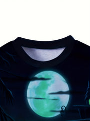 3D Pumpkin Moon Long Sleeve T-shirt Kids Street Wear
