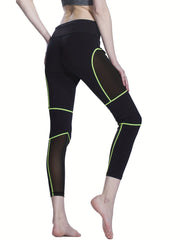 Mesh Contrast Line High Waist Stretchy Sports Tight Pants