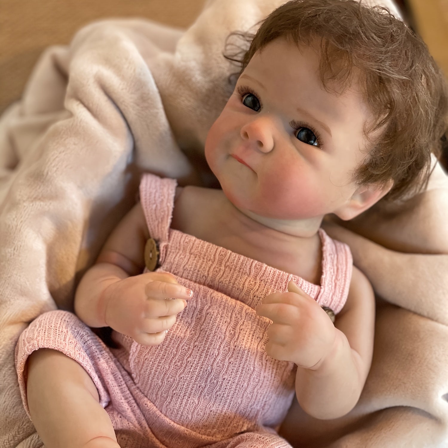 Reborn Doll Rooted Hair Waterproof Full Body Vinyl Painted Skin Soft Touch