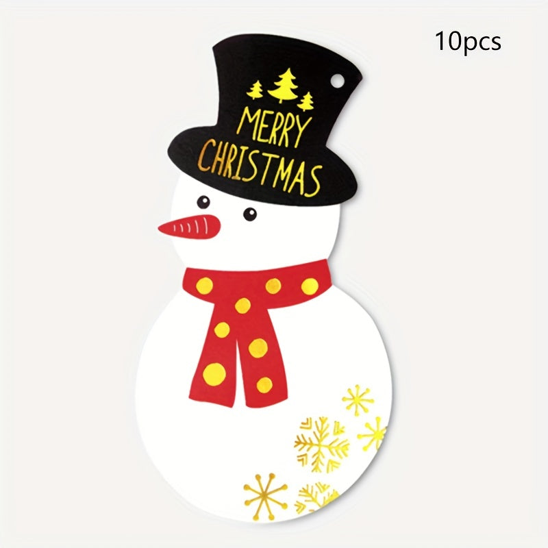 10pcs Bronzing Christmas Greeting Card Small Pendant Decoration