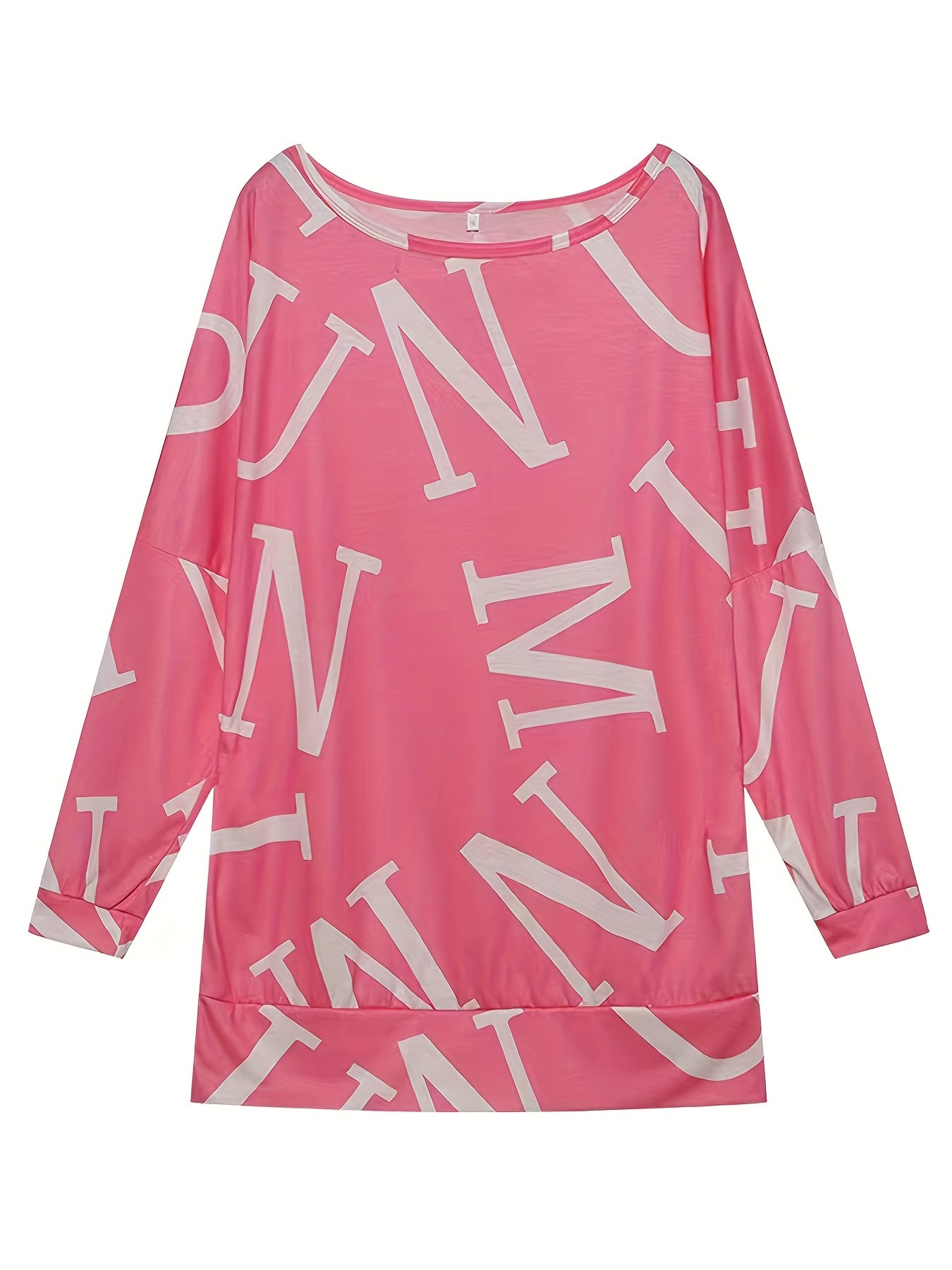 Women's Letter Print Long Sleeve Dress Loose Summer Casual Dress