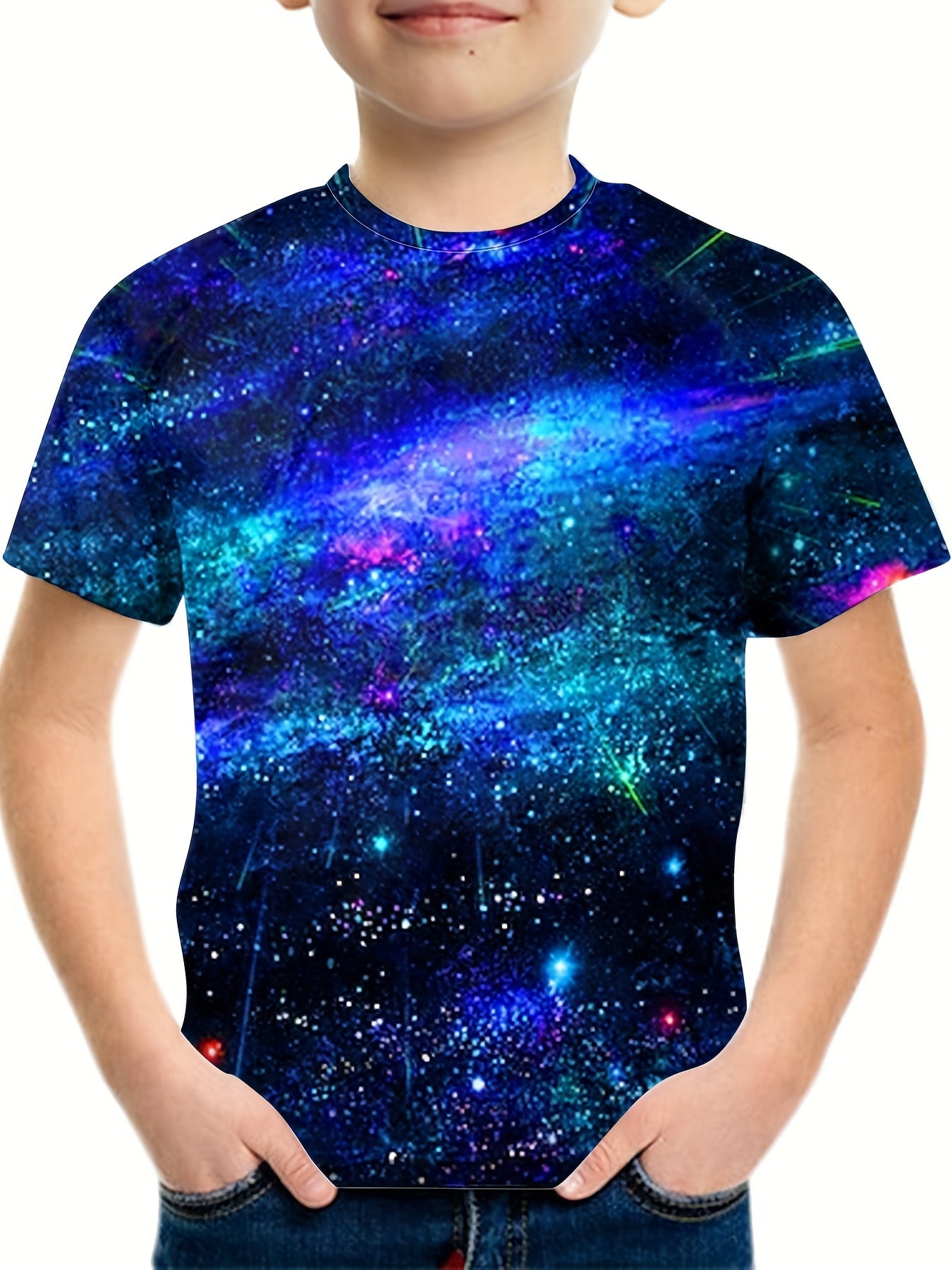 Boy's 3D Galaxy Graphic T shirt Casual Loose Tee For Summer