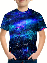 Boy's 3D Galaxy Graphic T shirt Casual Loose Tee For Summer
