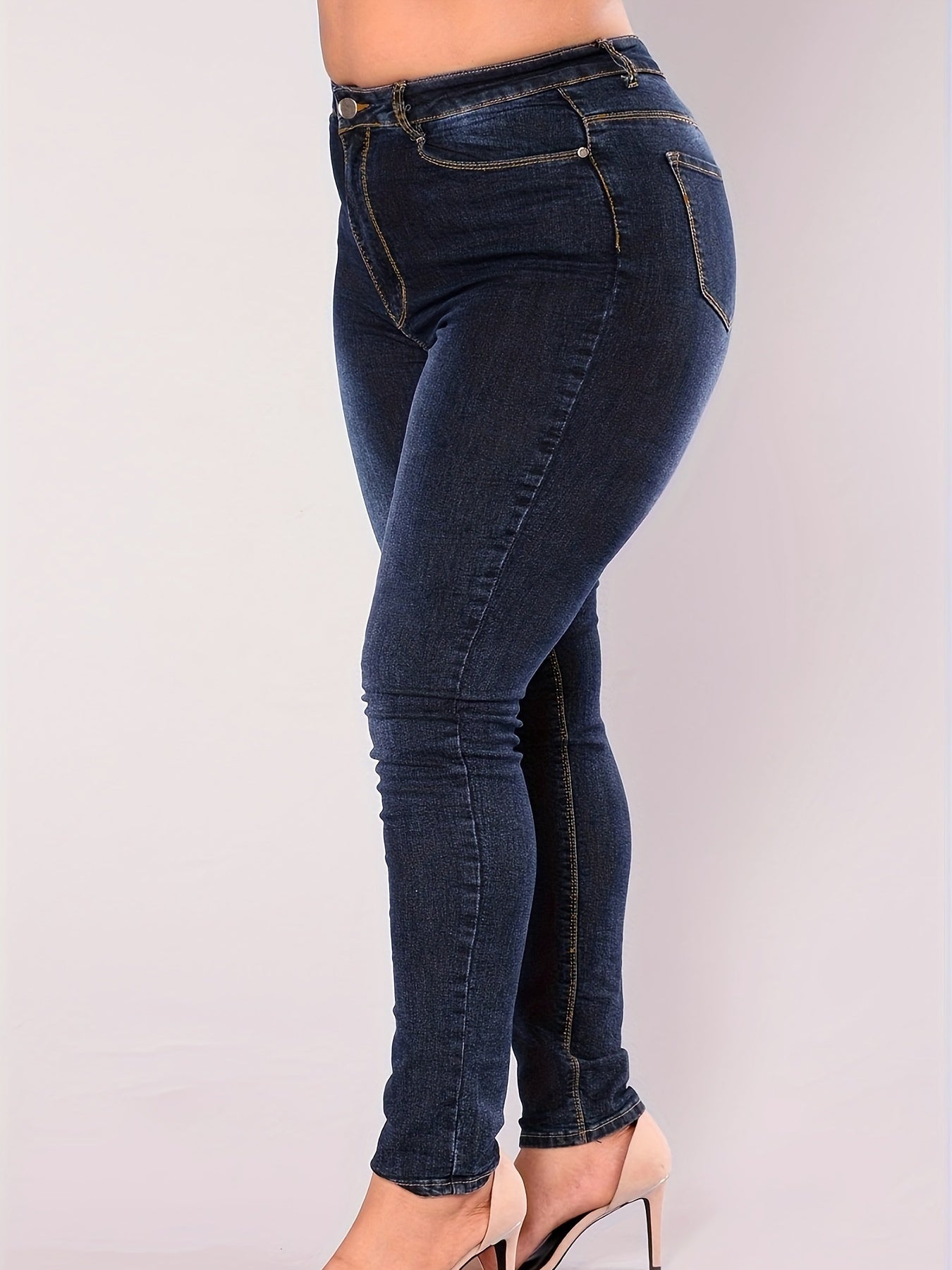 Women's Plus Button Fly High Waisted Skinny Jeans