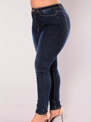 Women's Plus Button Fly High Waisted Skinny Jeans
