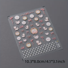 Cat Inlaid Pearl Nail Art Sticker 5D Three-dimensional Back Glue
