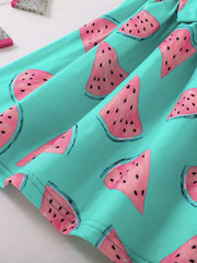 Toddler Girls Watermelon Stripes Graphic Bow Shoulder Cami Princess Dress