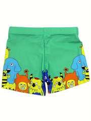 Boys Dinosaur DUDE Print Swim Trunks Stretchy Beach Shorts