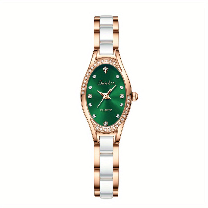 LIGE Girls Watch Ceramic Strap Dazzling Shell Dial 30M Waterproof For Teenagers