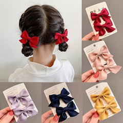 2pcs Bow Hair Clip Princess Fabric Side Clip Hair Accessories For Baby Girls
