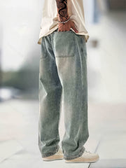 Straight Leg Jeans Mens Casual Street Style Medium Stretch Regular Pants