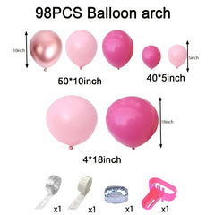 Rose Red Balloon Arch Bridge Party Decorations
