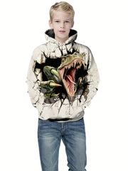 Scary Dinosaur Boys Hooded Sweatshirt for Kids