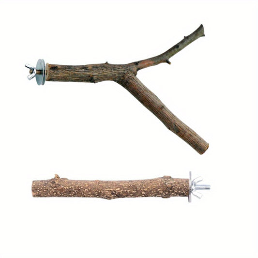 Bird Perch Stands Natural Wood Parrot Perch Bird Cage Accessories Bird Toy