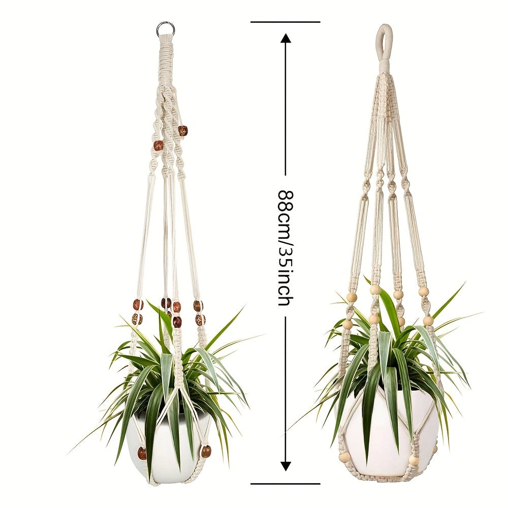 4 Pack Tassel Plant Hanging Rack with Wooden Beads