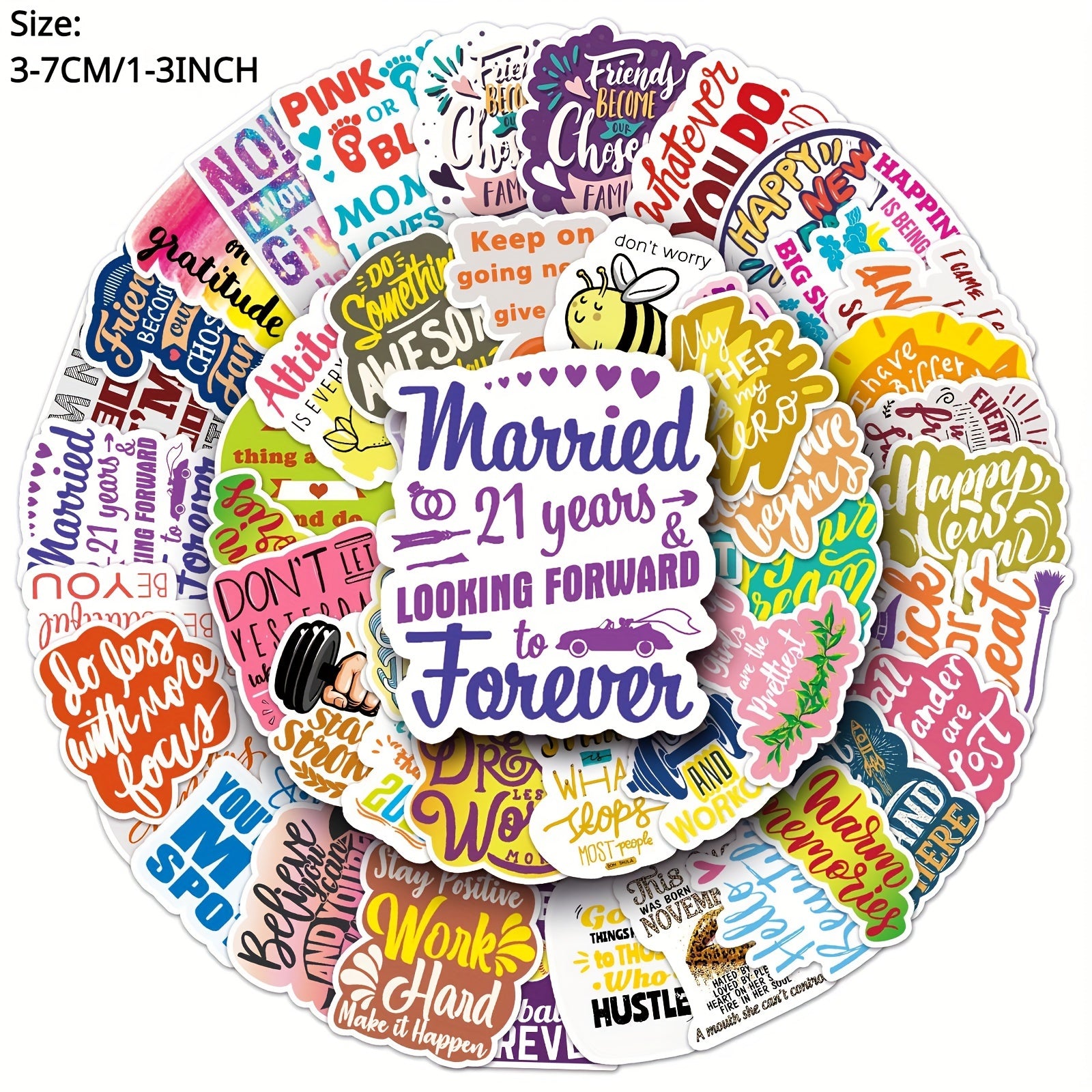 50pcs Inspirational Phrase Series Stickers for Phone Laptop Helmet Skateboard