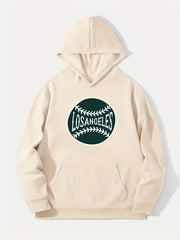 Los Angeles Baseball Print Hoodie for Men