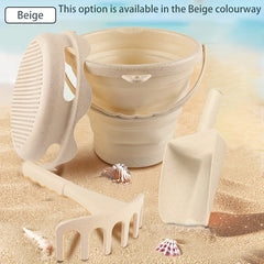 Kids Beach Toy Set Bucket Shovel Rake, Collapsible, Easy Carry, Sea Bucket Toys