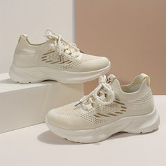 Women's Knitted Chunky Sneakers Breathable Non Slip Outdoor Running Shoes